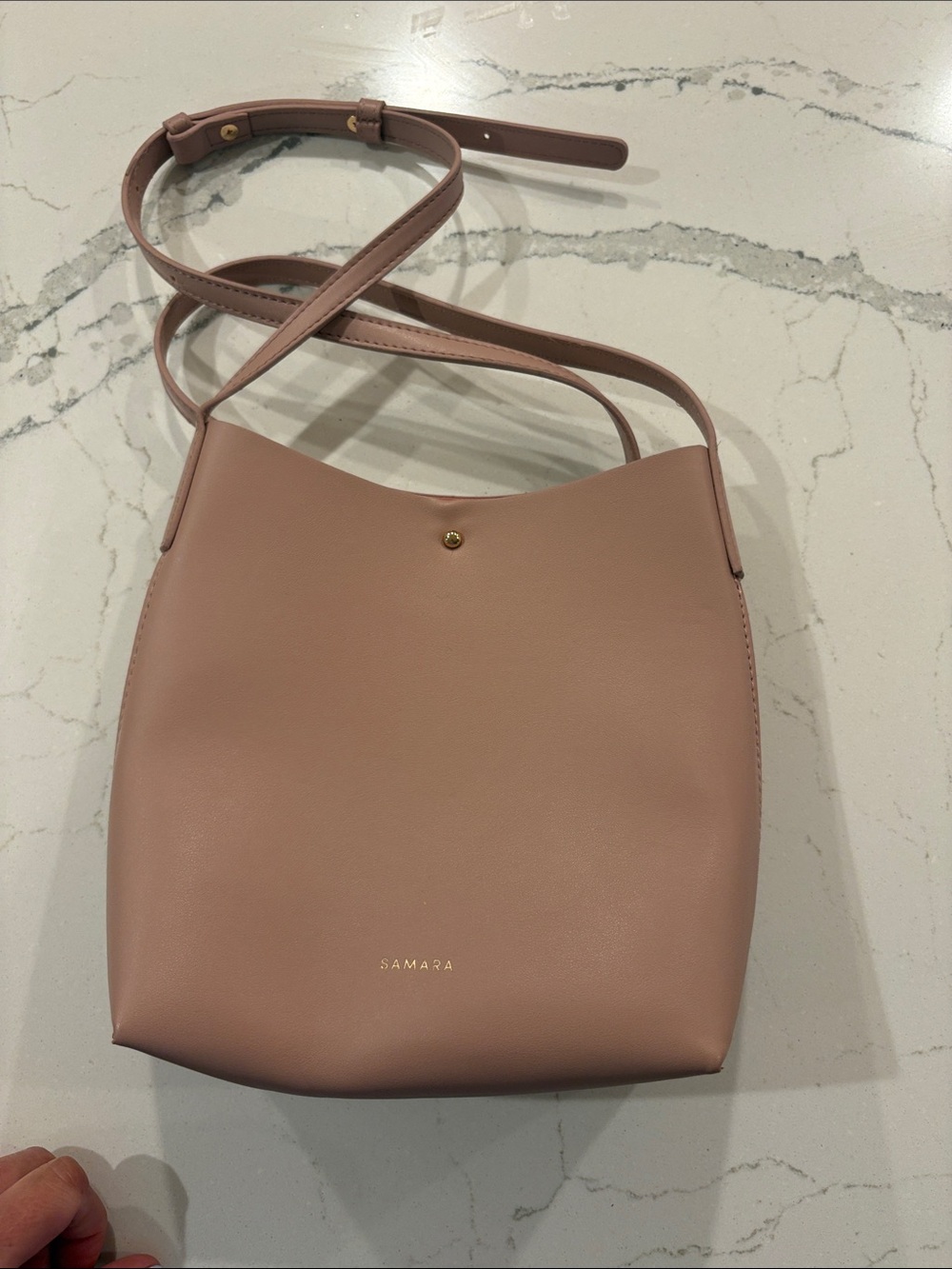 SAMARA Blush Pink Shoulder Bag with Adjustable Strap 8 wide, 9 long